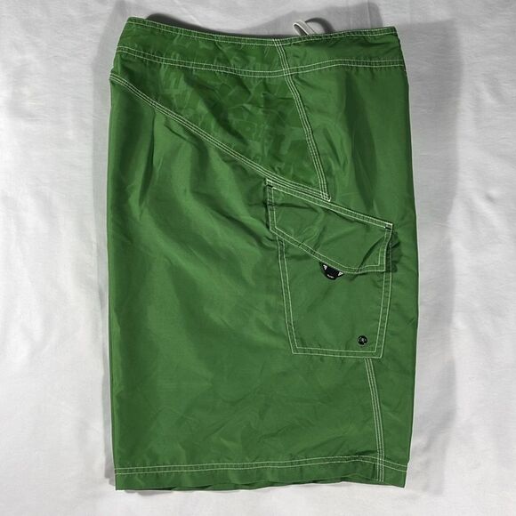 Hurley mens green solid polyester board shorts 10" inseam swimwear - size 38 - Picture 8 of 12